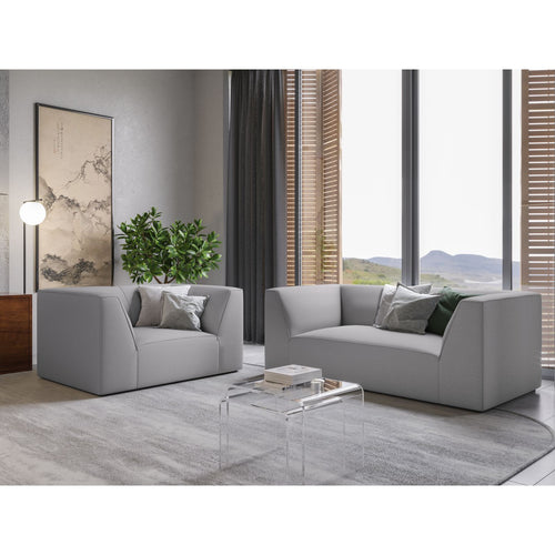 Cosmopolitan Design - Fauteuil Siena structurele stof lichtgrijs - 92x120x69cm
