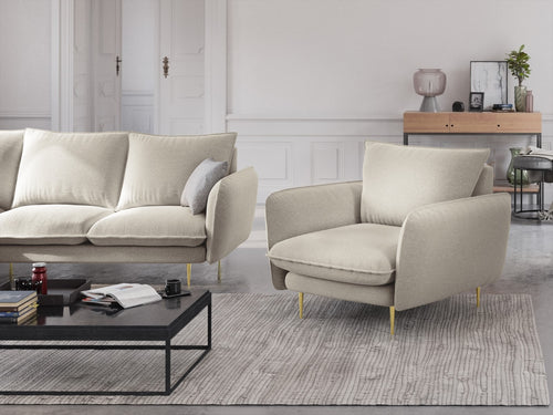 Cosmopolitan Design Fauteuil Vienna structurele stof, lichtbeige - 94x97x95cm