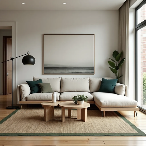 Mrcarpet jute vloerkleed - naturel/groen - 140 x 200 cm