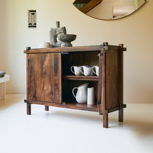 Tikamoon Buffetkast van massief mangohout 120 cm - Bruin