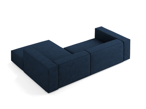 Cosmopolitan Design rechter hoekbank Arendal 3-zits, chenille met ribbeleffect, koningsblauw - 166x224x70cm