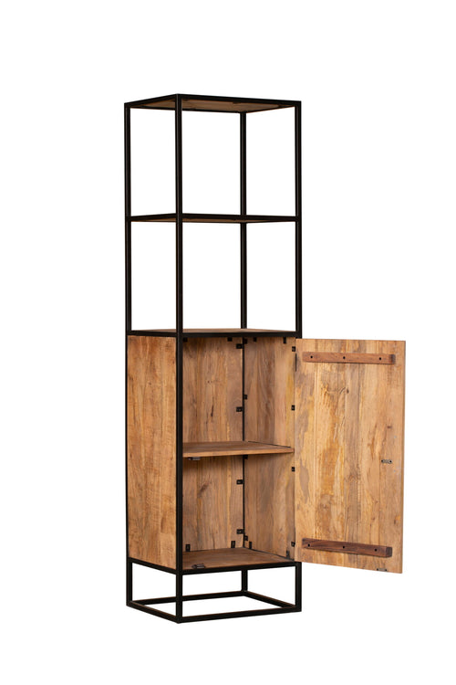 StarFurn Boekenkast Denver - Naturel Hout - 1-Deurs - 55x45x200cm - vtwonen shop