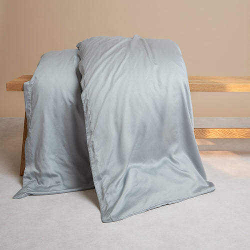 Coco & Cici - Tencel Sateen Dekbedovertrek 200 x 220 cm - 2 Persoons Beddengoed - Grijs Blauw - Lyocell - Hypoallergeen & Extra Zacht - 2 Kussenslopen - vtwonen shop