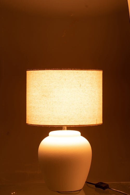 J-Line lamp Meli + kap - keramiek/linnen - wit - small - vtwonen shop