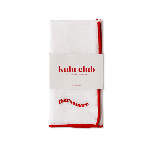 Kulu Club servetten "that's amore" - 100% linnen - wit - set van 2 - vtwonen shop