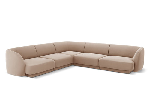 Micadoni Symmetrische hoekbank Miley 5-zits, flueel, cappuccino - 255x255x70cm