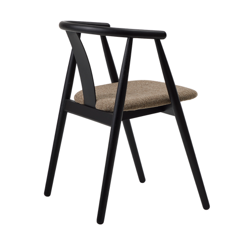 Olivine Kenza Eikenhouten Eetkamerstoel - Zwart met Warm Grijs Zitting - vtwonen shop