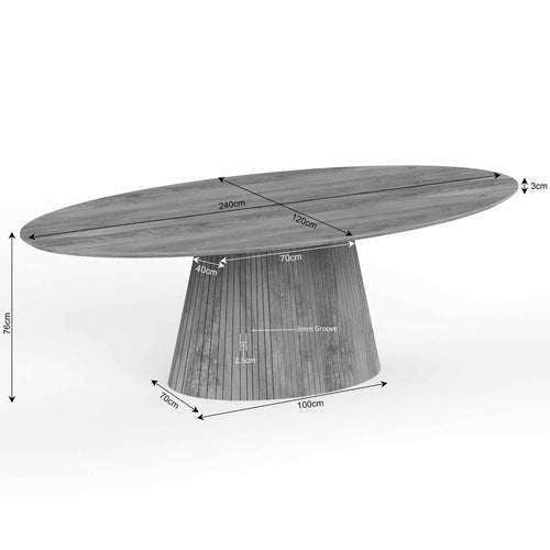 StarFurn Eettafel Solana - Ovaal Taupe Hout - 240x120x76cm - vtwonen shop