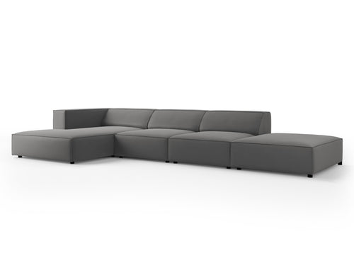 Cosmopolitan Design linker hoekbank Arendal 5-zits, flueel, cement - 166x341x70cm