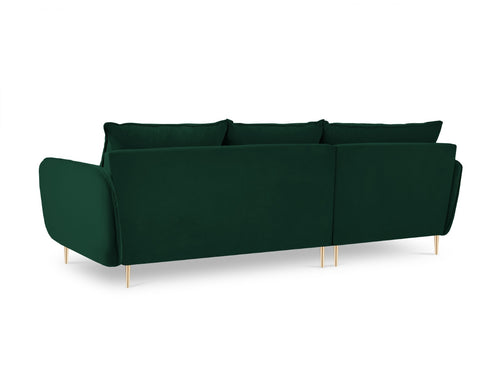 Cosmopolitan Design linker hoekbank Vienna 5-zits, flueel, flessengroen - 170x255x95cm
