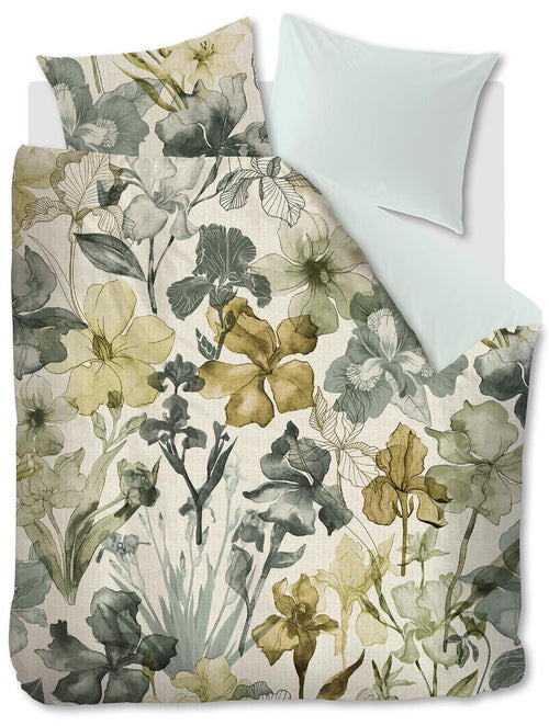 Beddinghouse Iris Field dekbedovertrek - Lits-Jumeaux XL - 260x200/220 cm - Grijsgroen