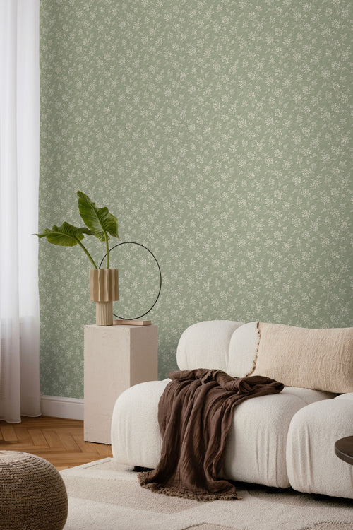 Borastapeter behang vintage bloemetjes groen - 53 cm x 10.05 m - 661035 - vtwonen shop