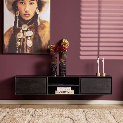 Starfurn Tv-meubel Ambiance - Zwevend - Zwart Hout - 160x35x30cm