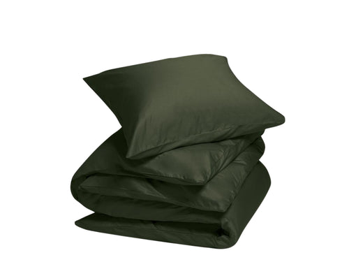 Yumeko dekbedovertrek katoen satijn dark olive 140x220 + 1/60x70 - vtwonen shop