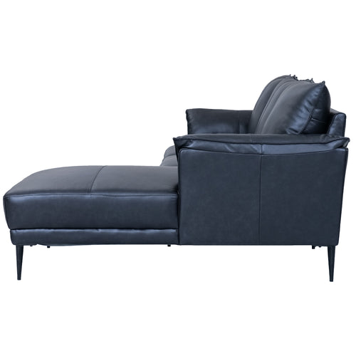 Furnhouse chaise longue bank rechts Soul - Zwart - Leer - 155x233x88