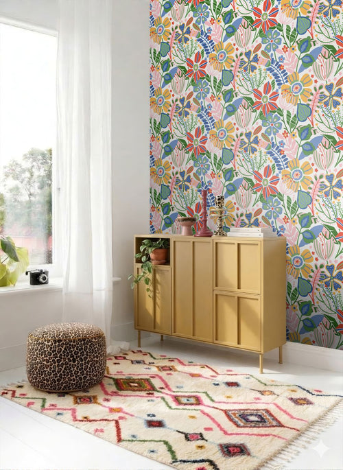 ESTAhome behang bloemmotief wit en meerkleurig - 50 x 900 cm - 131993