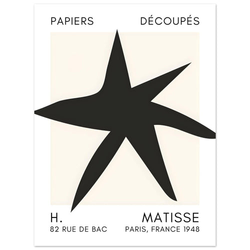 Artfulprints Poster Matisse – Star of the sea black   - 30x40 cm - Zwart