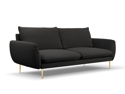 Cosmopolitan Design Bank Vienna 4-zits, boucle, zwart - 92x230x95cm