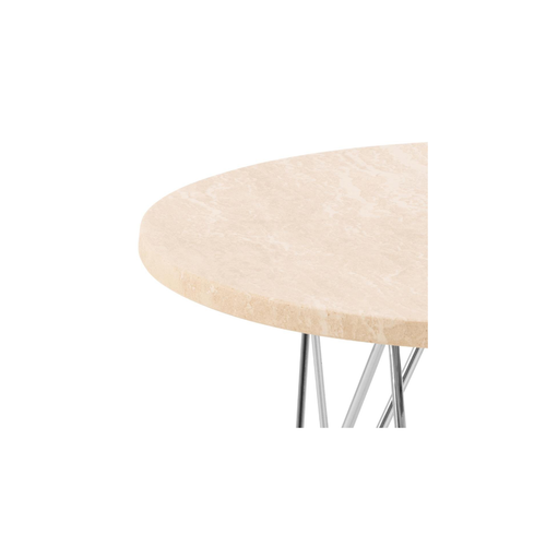 Rebellenclub Salontafel Broome - ø55 - Travertin Look Met Chrome Poten - vtwonen shop