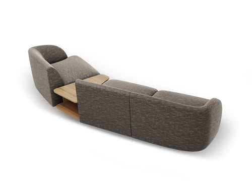 Micadoni Rechte modulaire bank Miley 3-zits, chenille, grijs - 126x303x70cm