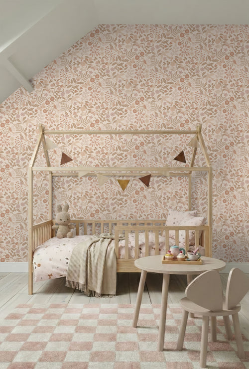 ESTAhome behang bloemen en vogels beige en zacht roze - 53 cm x 10.05 m - 139868