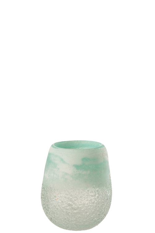 J-Line windlicht Scavo - glas - aqua - small