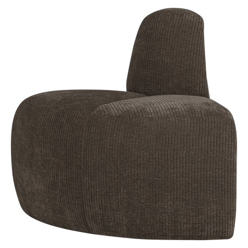 WOOOD eetbank hoek rond rugleuning Mojo - Ribstof - Bruin - 83x100x74