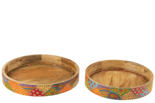 J-Line plateau - hout - naturel - 2 stuks