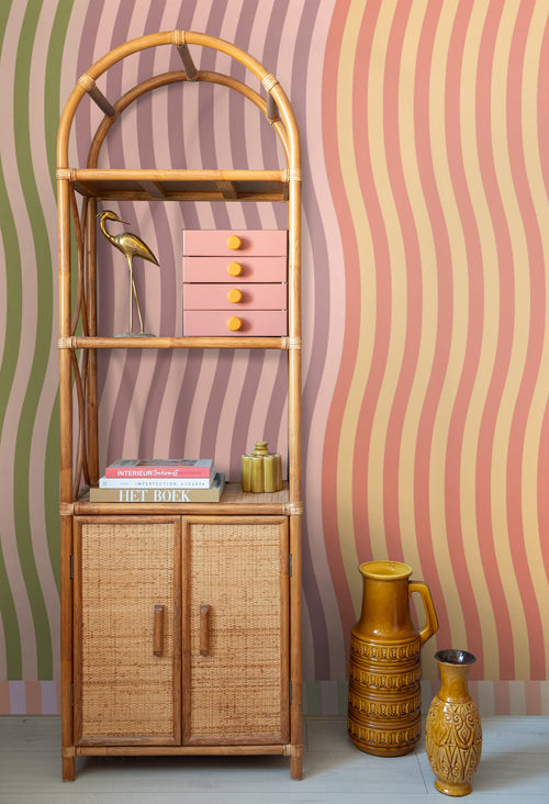 ESTAhome fotobehang zigzag motief roze, oranje en blauw - 300 x 279 cm - 159511 - vtwonen shop