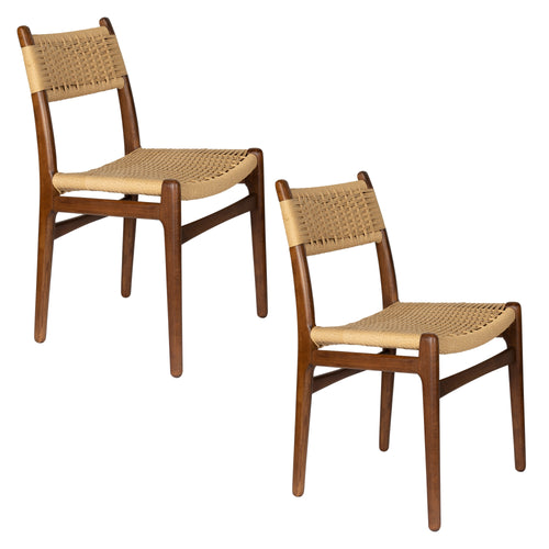 Dutchbone Cecile Eetkamerstoelen Hout Walnoot kleur - Set van 2 - vtwonen shop