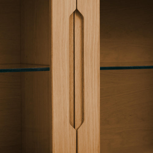 Furnhouse 3-deurs wandkast Kerteminde - Natuurlijk eikenhout - MDF, Eikenfineer, Glas - 37x160x60