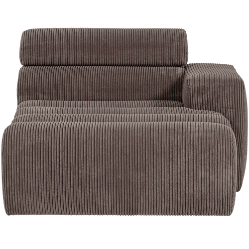WOOOD chaise longue element arm rechts Novi - Ribstof - Grijsbruin - 86x109x173 - vtwonen shop