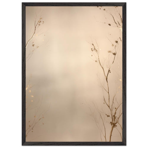 Artfulprints Poster met Lijst Abstract - Golden leafs   - 50x70 cm - Goud