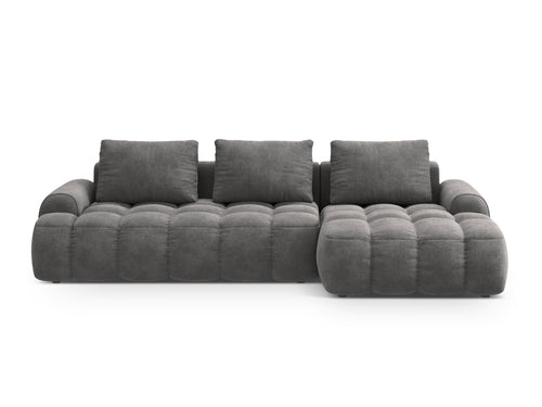 Cosmopolitan Design Converteerbare hoekbank rechts met opbergdoos Linz 3-zits, flueel grijs - 142x275x84cm