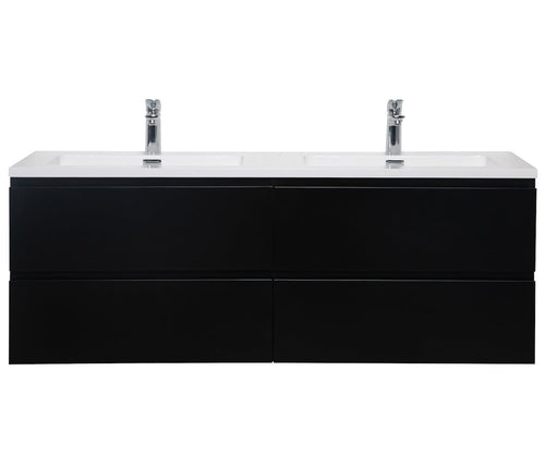 Badplaats Badkamermeubel Set Angela 140 cm – Mat Zwart – Badmeubel met Wastafel