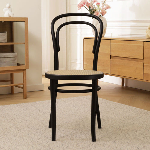 Fameg Vienna Thonet No.14 Houten Bistrostoel Zwart - Rotan Zitting - vtwonen shop