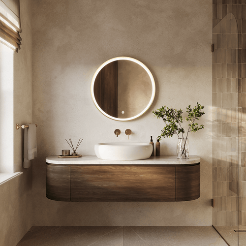 LOMAZOO badkamerspiegel Miami - met LED verlichting - rond - goud - 70 cm