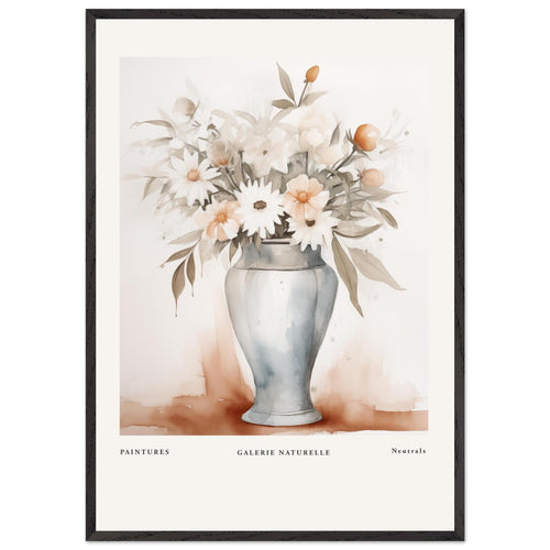 Artfulprints Poster met Lijst Bloemen in vaas 1   - 70x100 cm - Taupe