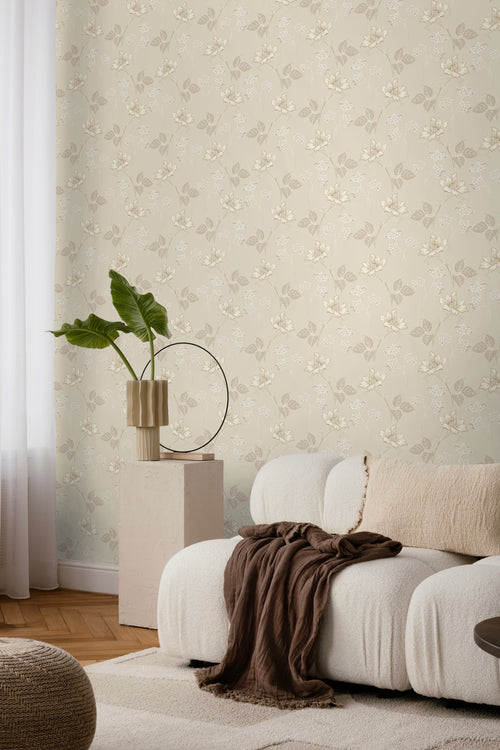 Borastapeter behang bloemen zand beige - 53 cm x 10.05 m - 660838 - vtwonen shop