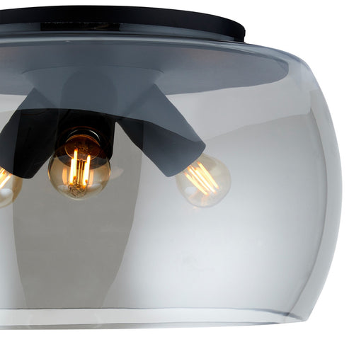 Lighto | Moderne plafonnière zwart met rookglas 3-lichts | Avalon - vtwonen shop