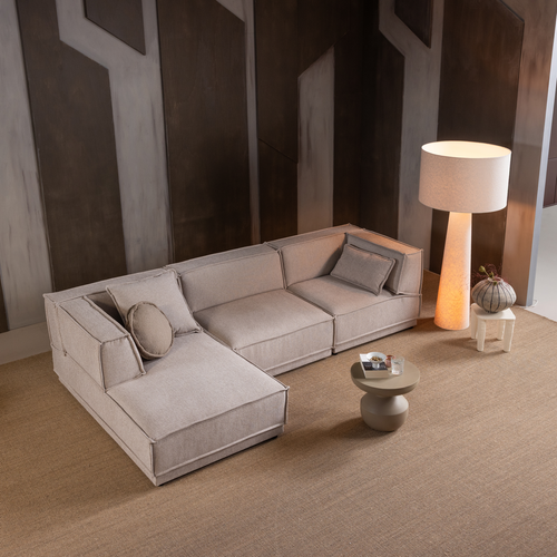 WOOOD chaise longue bank links Manu - Grove Chenille - Naturel - 73x286x160