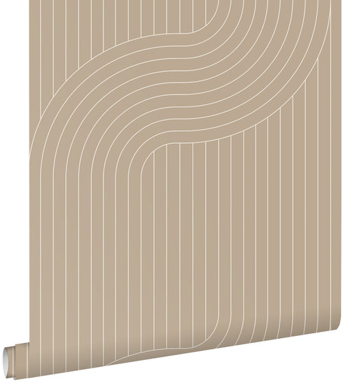 ESTAhome behang grafische lijnen zand beige - 50 x 900 cm - 139925 - vtwonen shop