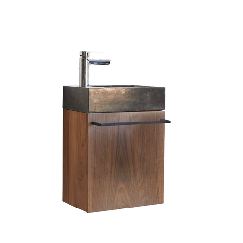 Tikamoon Wastafelmeubel van massief notenhout en zwart marmer - Zwart - vtwonen shop