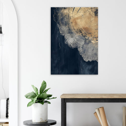 Artfulprints Canvas Abstract wood rings canvas - 50x70 cm - Blauw