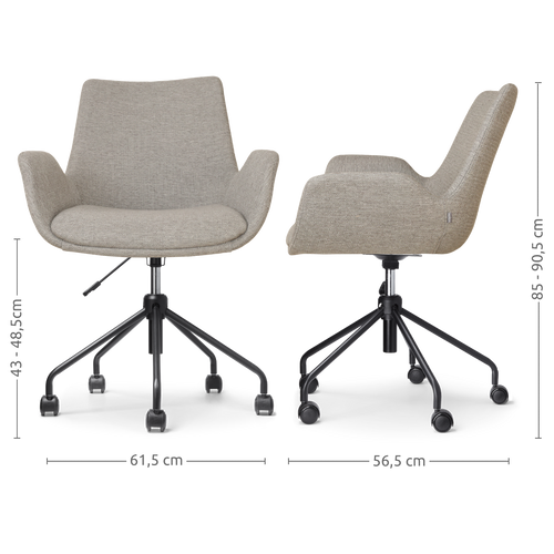 Nolon Nout-Eef Bureaustoel Warm Grijs - Armleuning - Zwart Onderstel - vtwonen shop