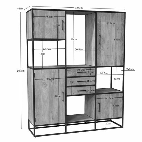 Starfurn Vakkenkast Dakota - Naturel Hout - 160x45x200cm