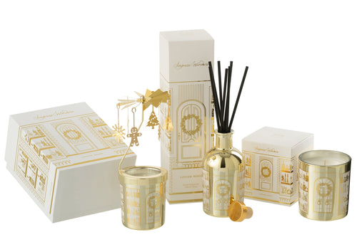 J-Line geurkaars Carousel Surprise Window - wit/goud