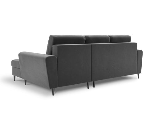 Cosmopolitan Design Converteerbare hoekbank rechts met opbergdoos Kyoto 4-zits, flueel, lichtgrijs - 145x241x88cm