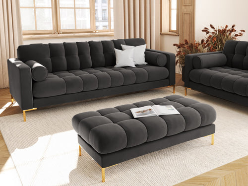 Cosmopolitan Design Bank Bali 4-zits, flueel, donkergrijs - 96x217x75cm
