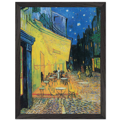 Artfulprints Poster met Lijst Vincent van Gogh - Caféterras bij nacht   - 30x40 cm - Meerkleurig